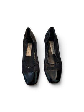 Jones New York Black Patent Toe Mesh Flat Shoes size 7B
